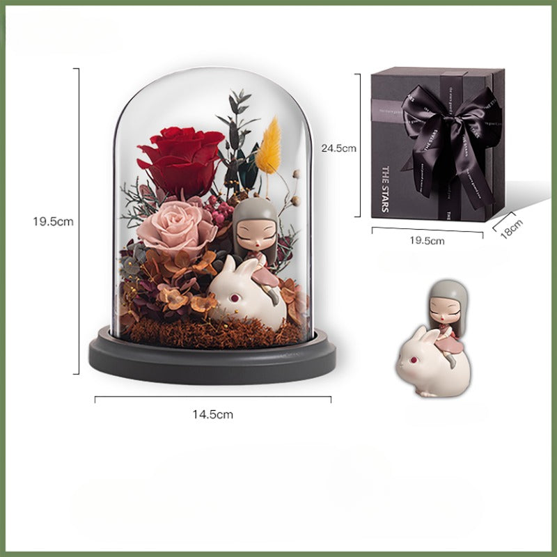 Coffret cadeau de roses éternelles conte de fées Halloween White Night - Cadeau de Noël parfait pour petite amie, mariée ou anniversaire