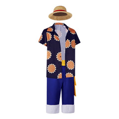 Anime One Piece Luffy Cosplay Costume Sunflower Shirt Halloween Outfit - Halloweez