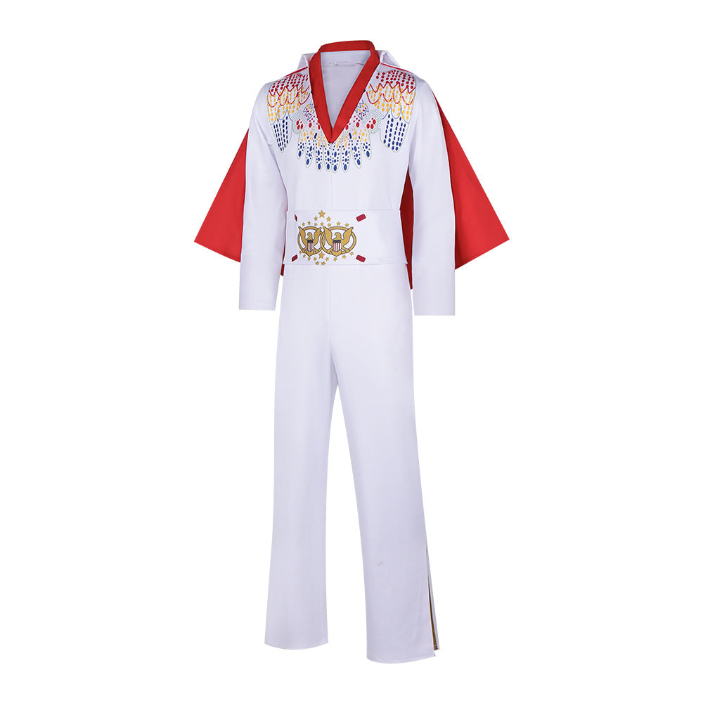 Elvis Presley Rock and Roll Cosplay Costume for Halloween Party and Stage Performance - Halloweez