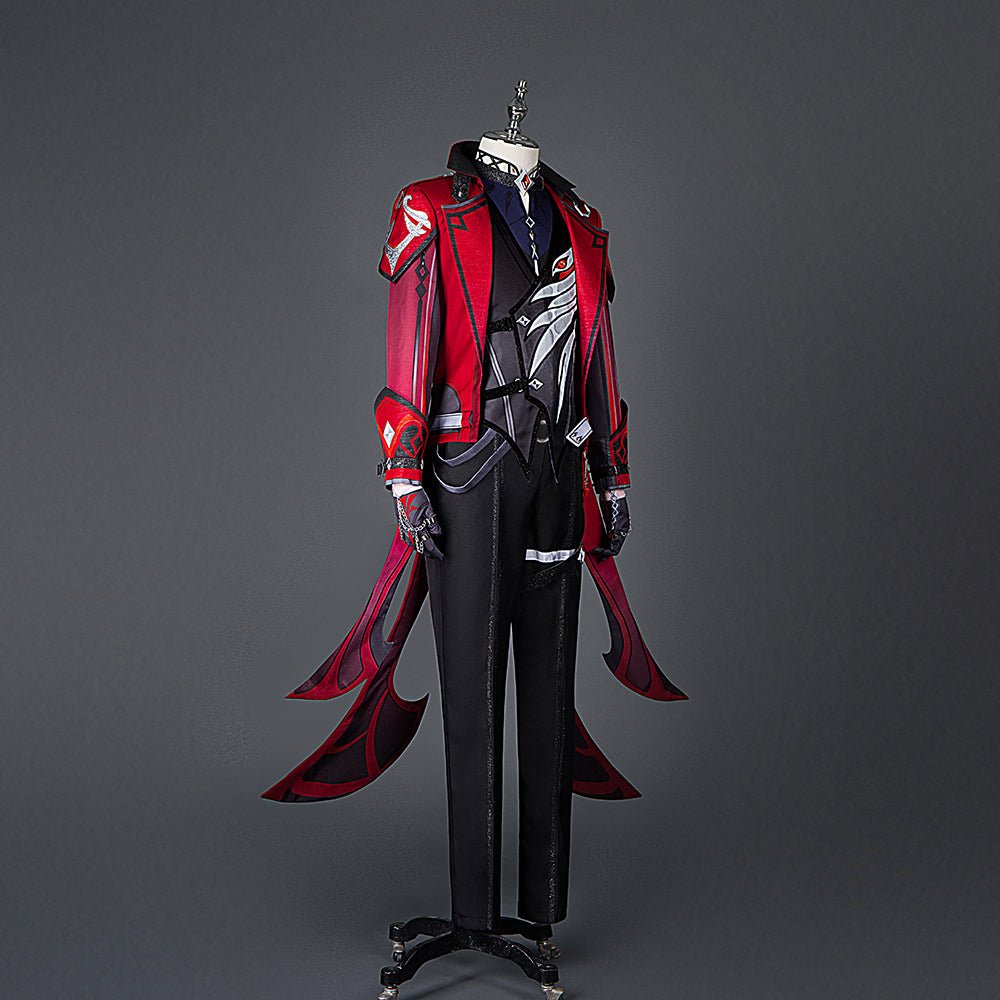 Delve into the Night with the Diluc Crimson Evening Cosplay Costume - Genshin Impact - Coscosmos