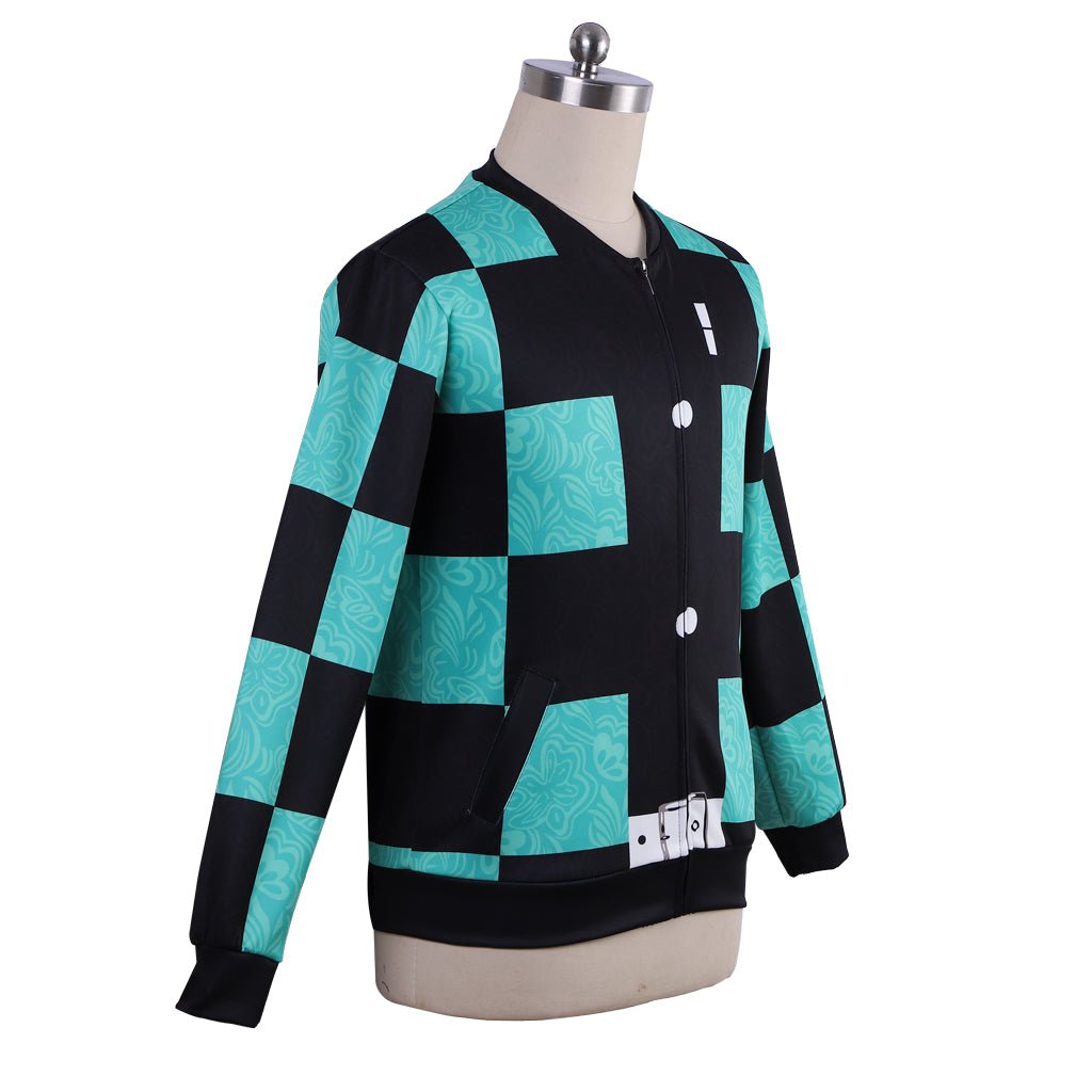 Halloweez Kamado Tanjirou Cosplay Zip-Up Jacket - Premium Anime Costume - Halloweez