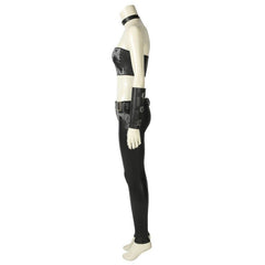 DMC 5 Trish Cosplay Costume - Black PU Leather Tube Top and Pants Full Set for Halloween - Coscosmos