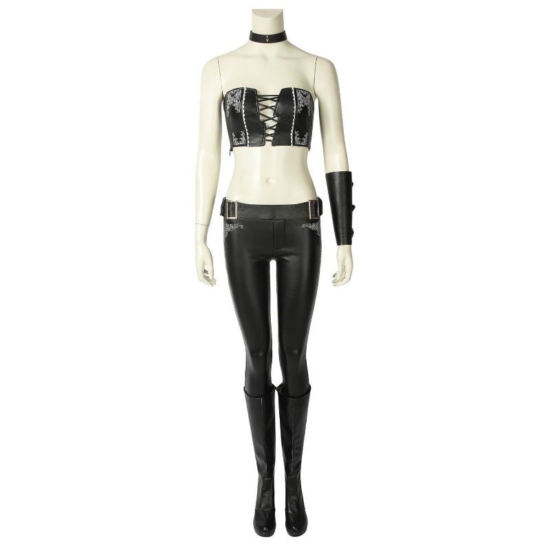 DMC 5 Trish Cosplay Costume - Black PU Leather Tube Top and Pants Full Set for Halloween - Coscosmos