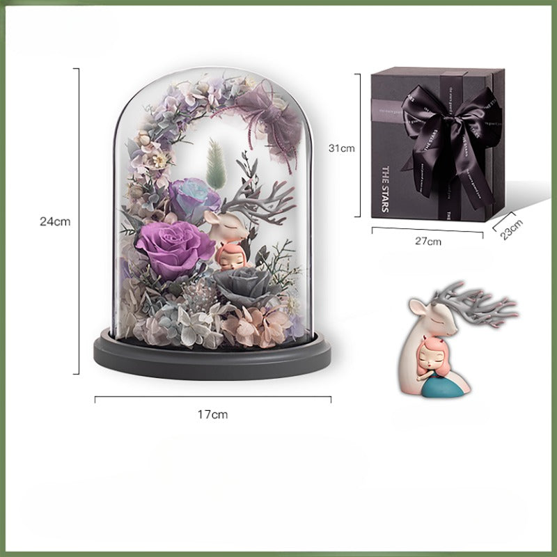 Coffret cadeau de roses éternelles conte de fées Halloween White Night - Cadeau de Noël parfait pour petite amie, mariée ou anniversaire