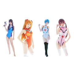 Overwatch D.Va Neon Genesis Evangelion Asuka Rei School Swimsuit Cosplay