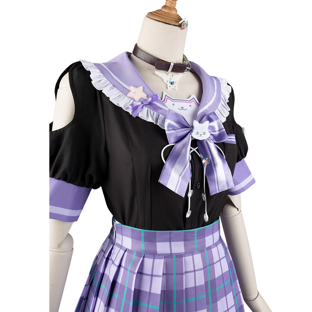VTuber Host Hakui Koyori White Anime Cosplay Game Girl Plaid Skirt - Halloweez