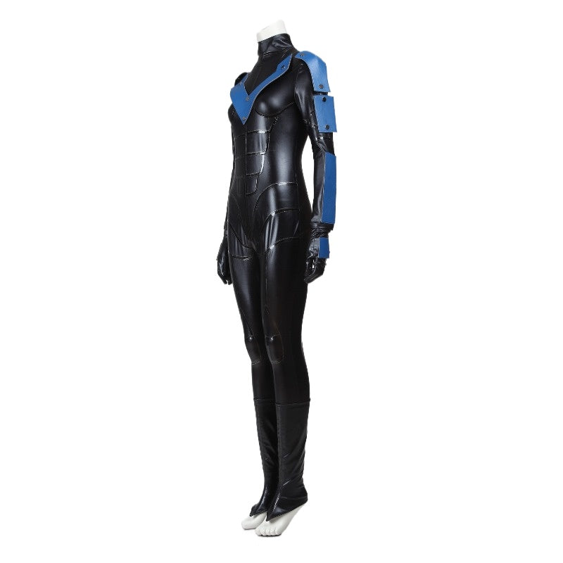 Halloweez Dick Grayson Arkham City Cosplay Costume for Men - Complete with Bodysuit and Shoe Covers