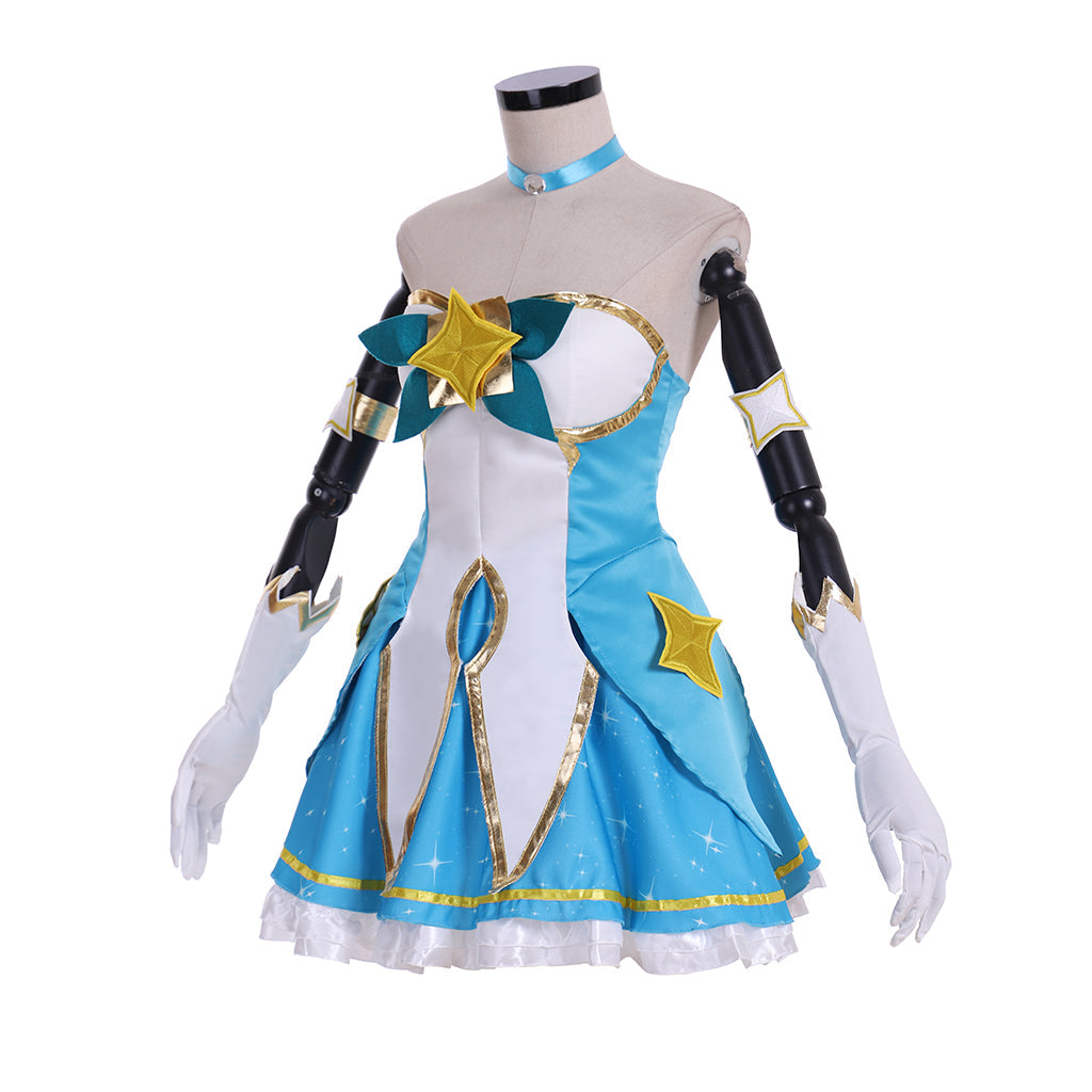 Halloweez Soraka Cosplay Costume – Guardian Skin Blue Tube Dress for Women & Girls - Halloweez