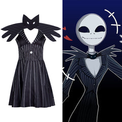 Christmas Nightmare Cosplay Dress Jack Skellington Genderbend Halloween Costume - Halloweez
