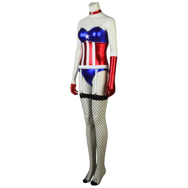 Halloweez Captain America Bare Shoulders Girls Cosplay Costume for Special Occasions