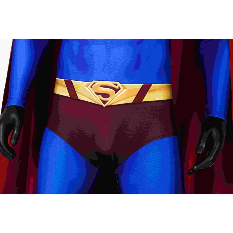 Halloweez Super Hero Infinite Earths Clark Blue Cosplay Suit with Cloak