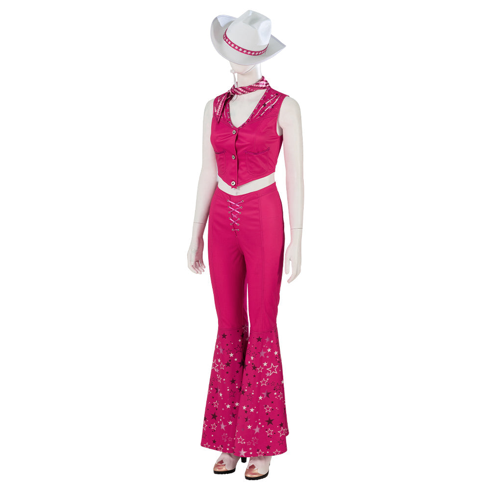 Disfraz de Barbie para Halloween: disfraz de vaquera rosa estilo hippie disco retro de los años 70 y 80 para eventos