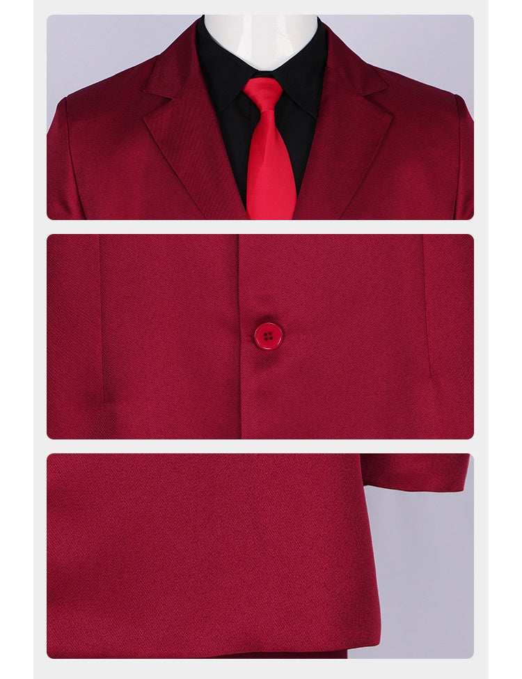 ONEPIECE Sanji Cosplay Costume Red Suit Anime Role Play Full Set - Halloweez
