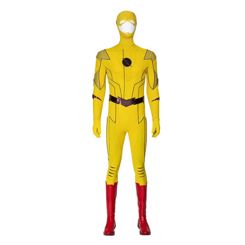 Halloweez Flash Armageddon Reverse Flash Cosplay Costume - Barry Allen Yellow Suit