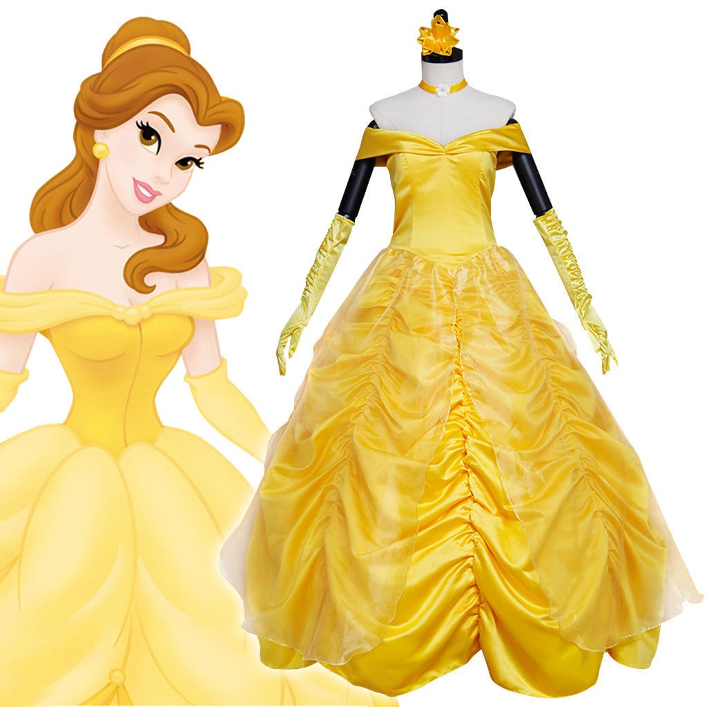 Costume de cosplay Belle pour Halloween | Robe de princesse Disney enchanteresse pour Halloween et cosplay