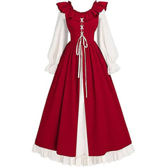 Medieval Renaissance Victorian Laced Sleeve Long Dress Irish Formal Dress Halloween Costume - Halloweez