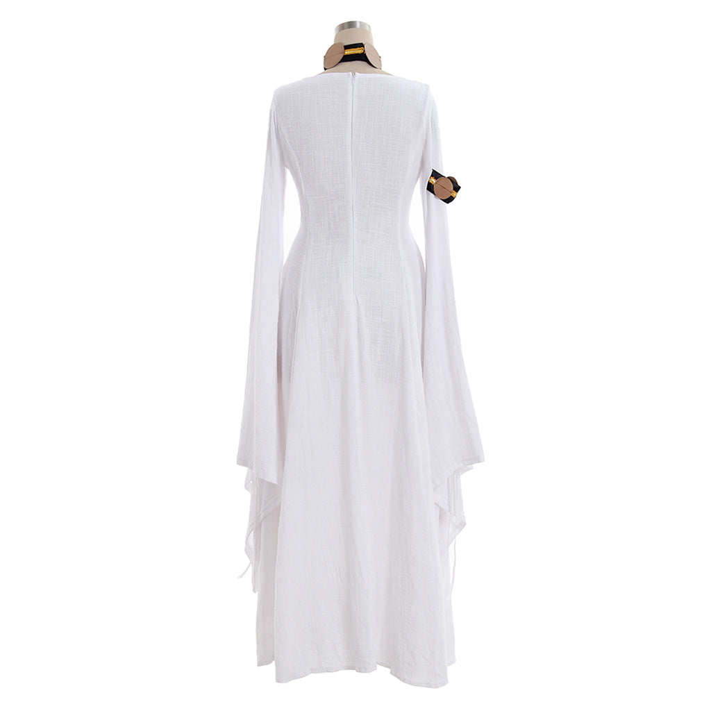 Elegante vestido medieval blanco de Halloween para eventos renacentistas, Tudor y Regencia