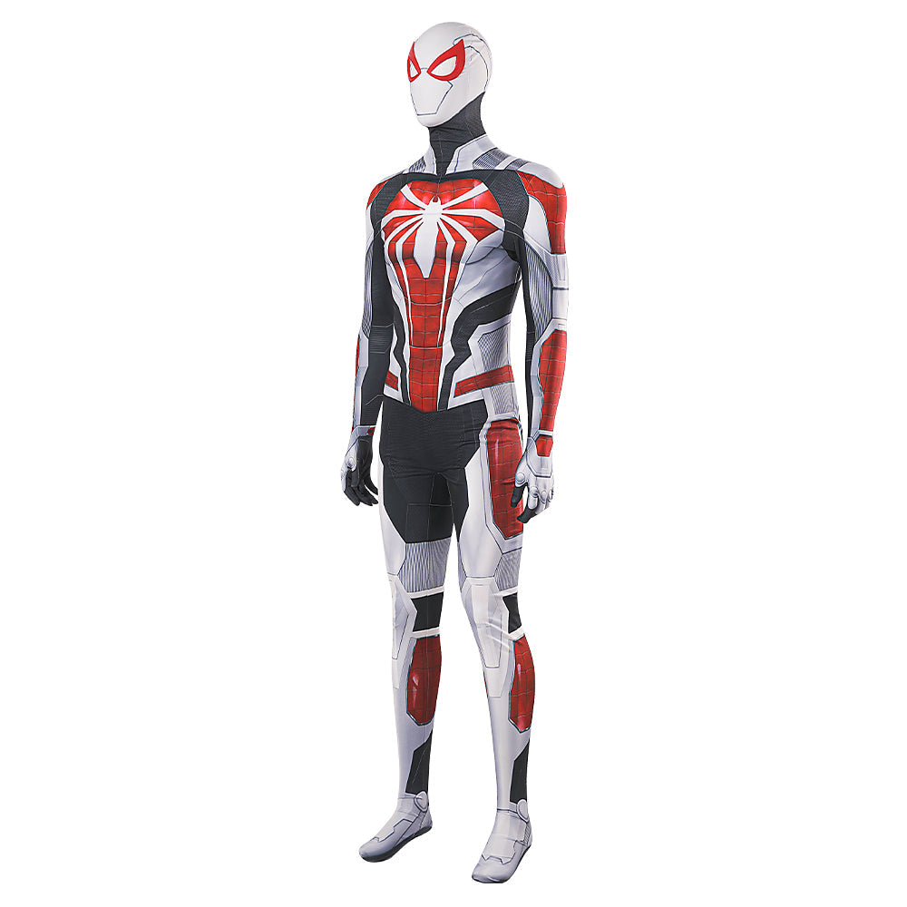 PS4 Game Inspired Spider-Man White Armor Halloween Cosplay Battle Suit Costume Set