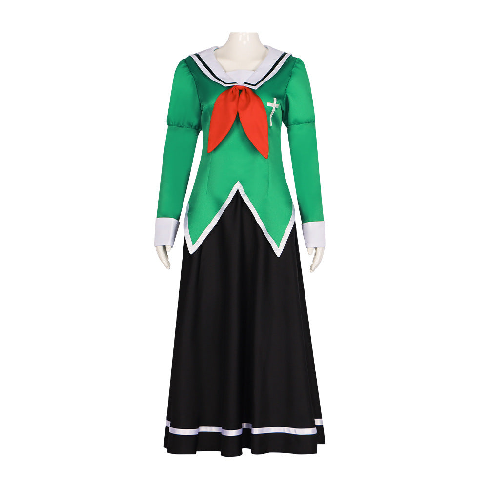 Fictional Reasoning Iwanaga Kotoko Cosplay Costume Green Long-Sleeved Dress for Women Halloween Maid Outfit - Halloweez