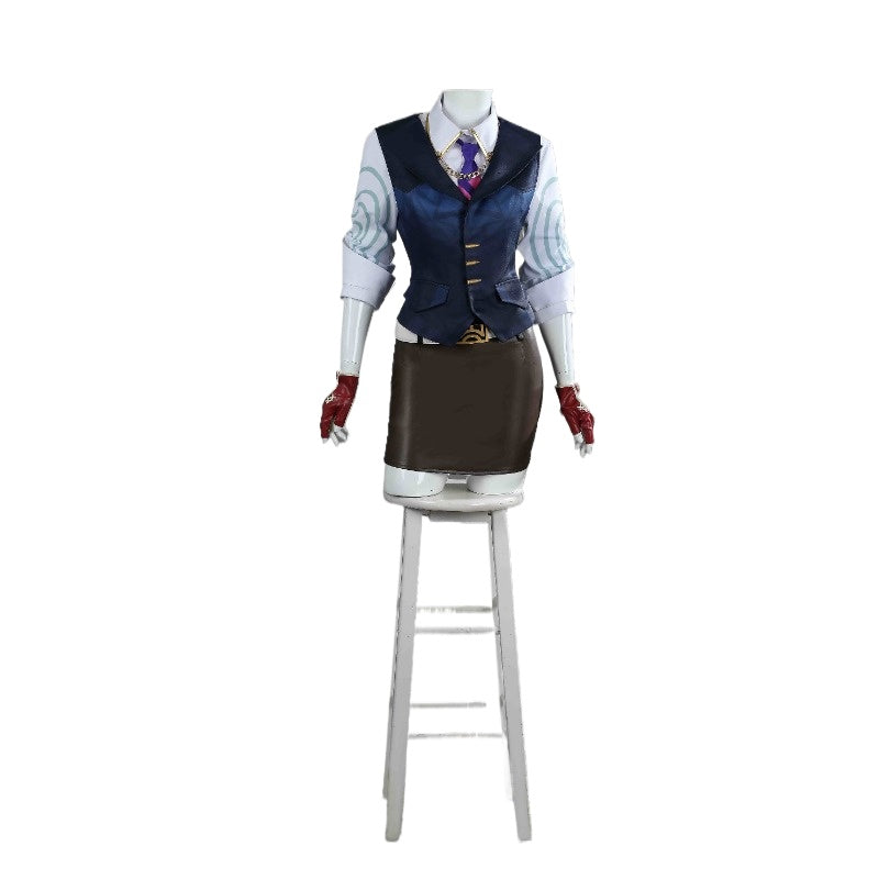 Disfraz de cosplay de Valorant para Halloween: conjunto de camisa, chaleco y falda de uniforme para mujer para fiesta de Halloween