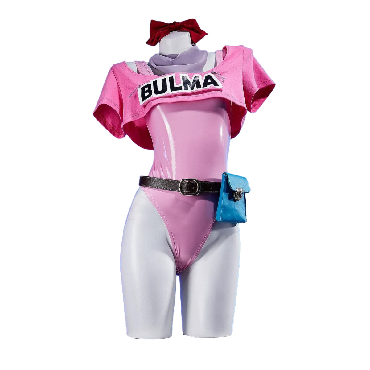 Dragon Ball Bulma Cosplay Costume Energetic Sweet Two-Wear PU Leather Dress - Halloweez