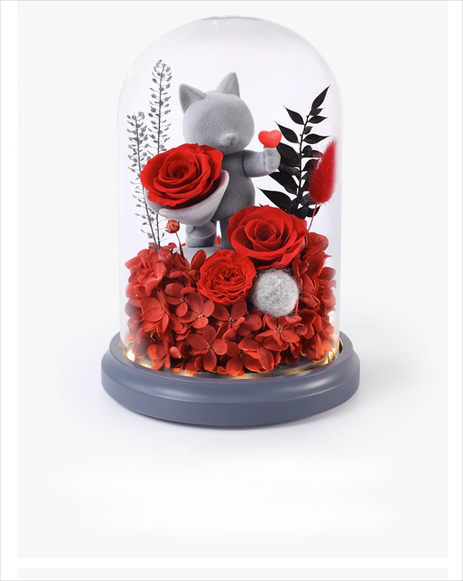 Halloweez Eternal Love Flower Gift - Exquisite Rose Bouquet in Box with Cute Bear and Bunny for Special Occasions