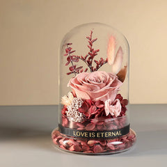 Dôme en verre avec roses préservées enchantées Eternal Love - Bouquet de roses bleues d'Halloween pour occasions spéciales