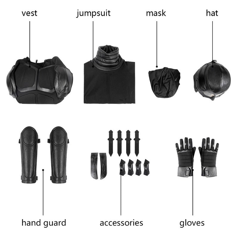 Halloweez Black Noir Cosplay Jumpsuit - The Ultimate Halloween Superhero Costume for Adults