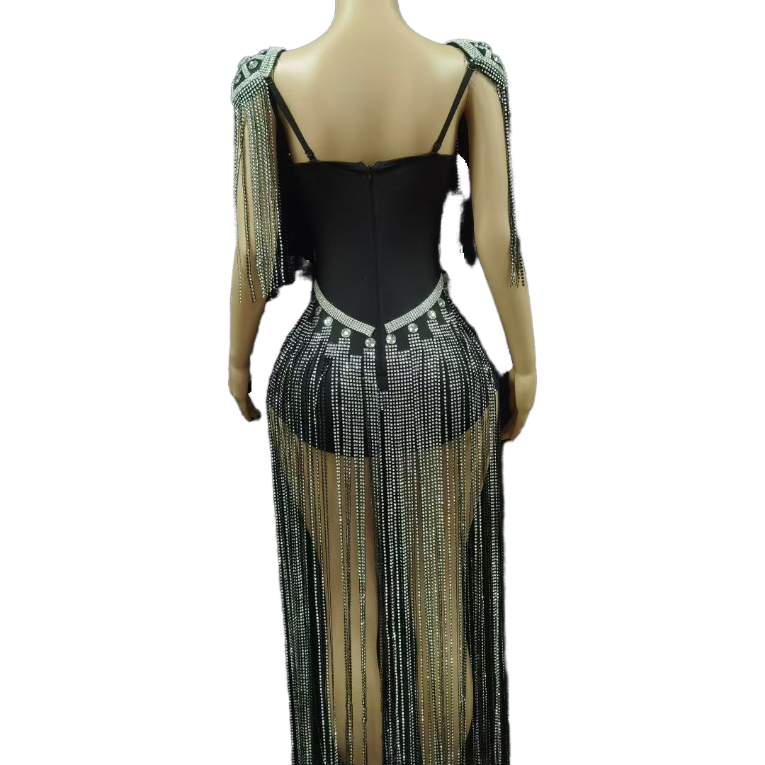Summer New Strapless Fringe Blue K-pop Girl Group Stage Costume Performance Outfit for Talent Show Live Stream School Celebration Red Carpet - Halloweez