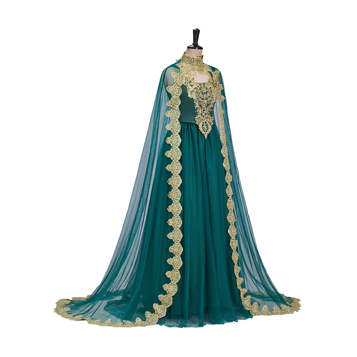 Retro Green Evening Gown Cosplay Costume – Anime, Game, or Movie Outfit