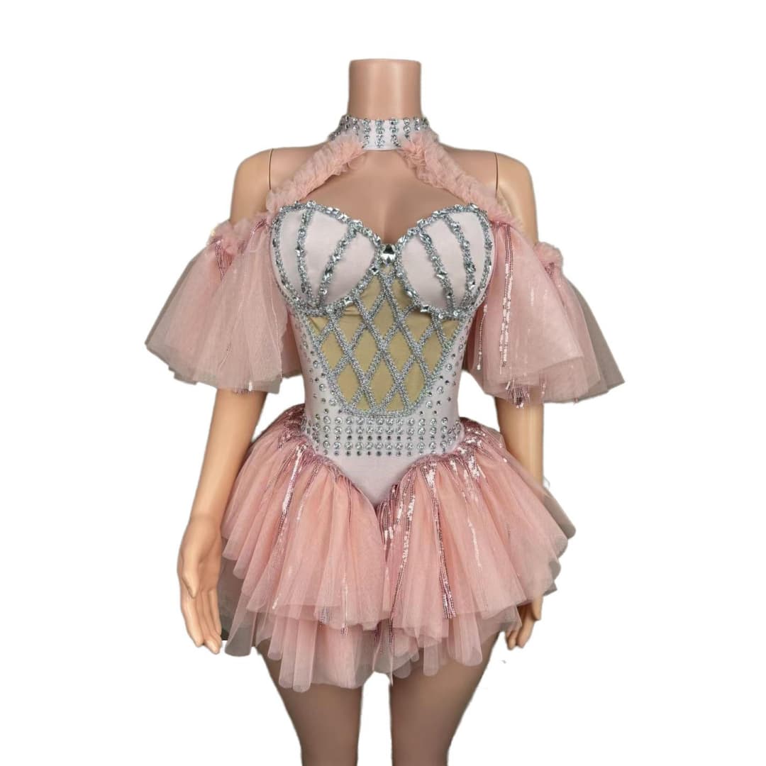 Golden Sequin Masquerade Dress - Mechanical Style Stage Performance Costume for Women's Party, Cosplay, and Photo Shoots - Halloweez