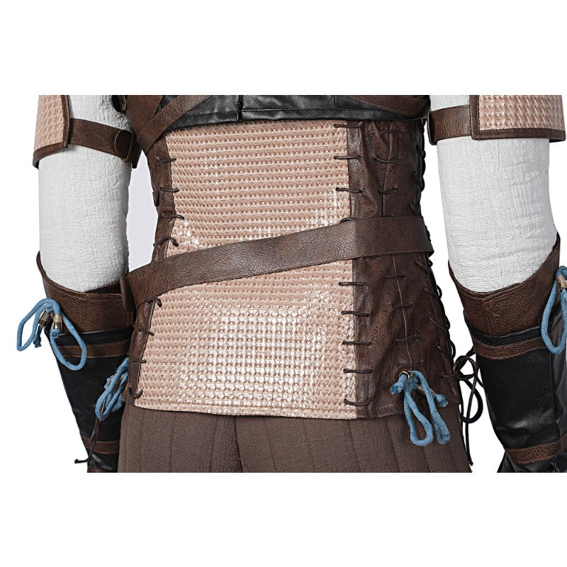 Halloweez Geralt of Rivia Cosplay Leather Jacket - Wild Hunt Hero Suit for Halloween