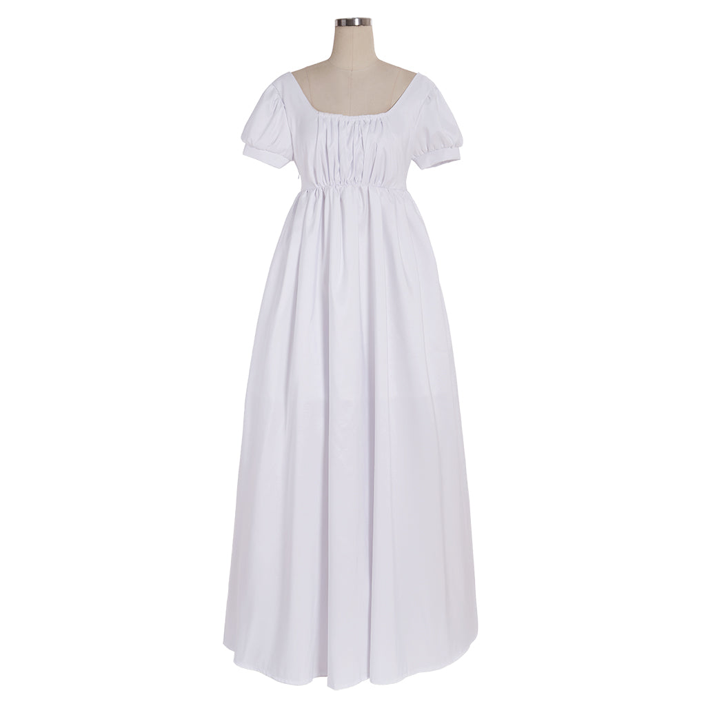 Robe blanche élégante de style Regency pour Halloween - Robe de bal taille haute sur mesure pour femme