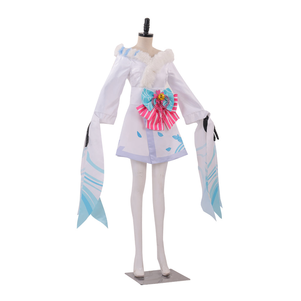Halloweez Spirit Blossom Ahri Super Transform Cosplay Costume Adult Custom-Made White Suit Dress - Halloweez