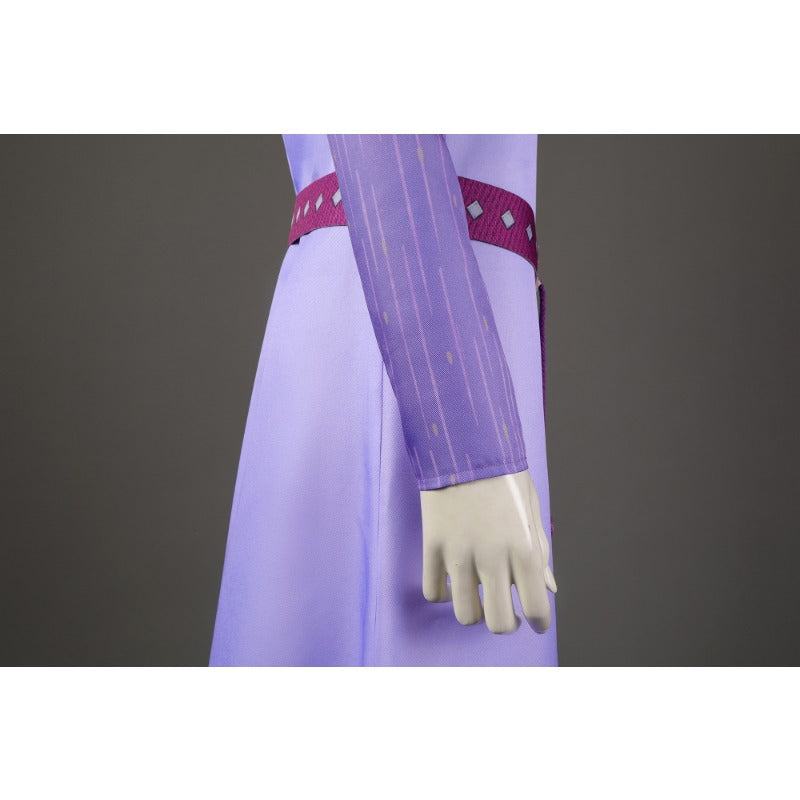 Costume de cosplay élégant d'Halloween Asha - Robe de princesse violette Disney Wish pour adultes