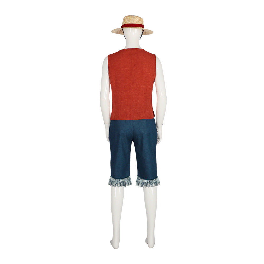 One Piece Luffy Cosplay Costume - Real Movie Version for Halloween & Stage Performance
