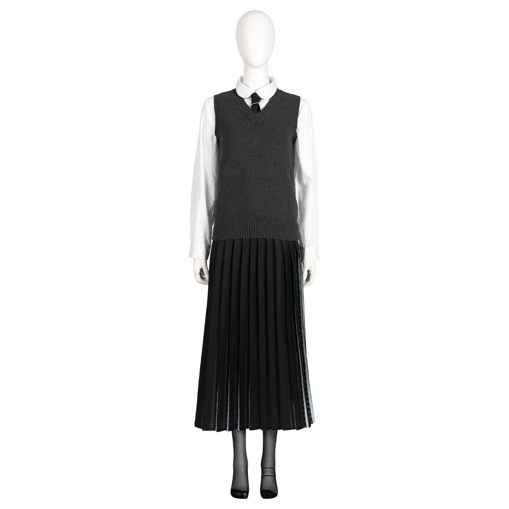 Conjunto de uniforme escolar de 5 piezas para niñas inspirado en Los Addams de Halloween Wednesday para Halloween y fiestas