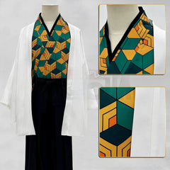 Demon Slayer Sabito Cosplay Costume Water Hashira Uniform Embroidered Haori Full Set Outfit - Halloweez