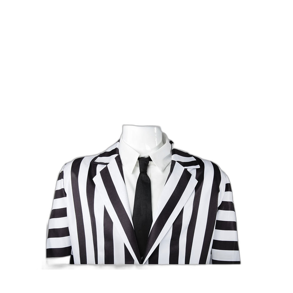 Beetlejuice Cosplay Costume Michael Keaton Black and White Stripe Halloween Outfit - Halloweez