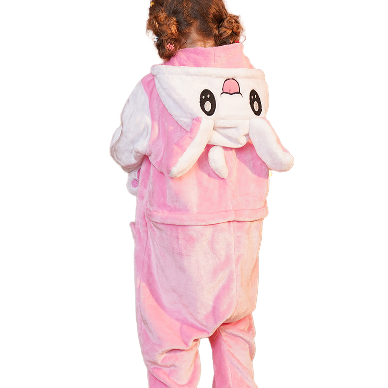 Kids Pikachu Onesie Pajamas Flannel Cosplay Costume with Removable Hood and Moving Ears for Boys Girls Halloween Christmas - Halloweez