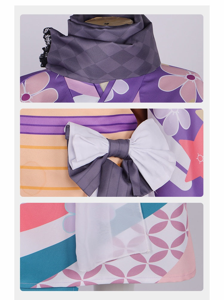 Magical Girl Madoka Cosplay Costume Homura Akemi Japanese Yukata Kimono Anime Role Play Outfit - Halloweez