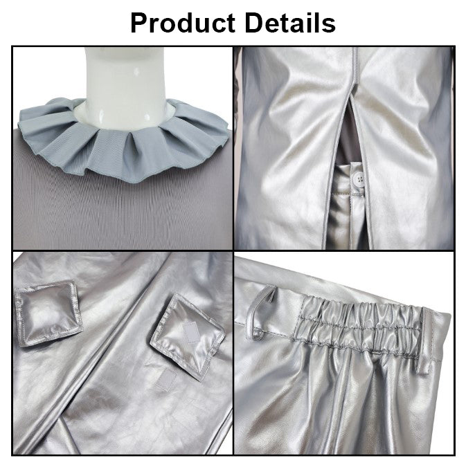 JoJo's Bizarre Adventure Steel Ball Run Funny Valentine Silver Trench Coat Full Cosplay Costume Set - Halloweez