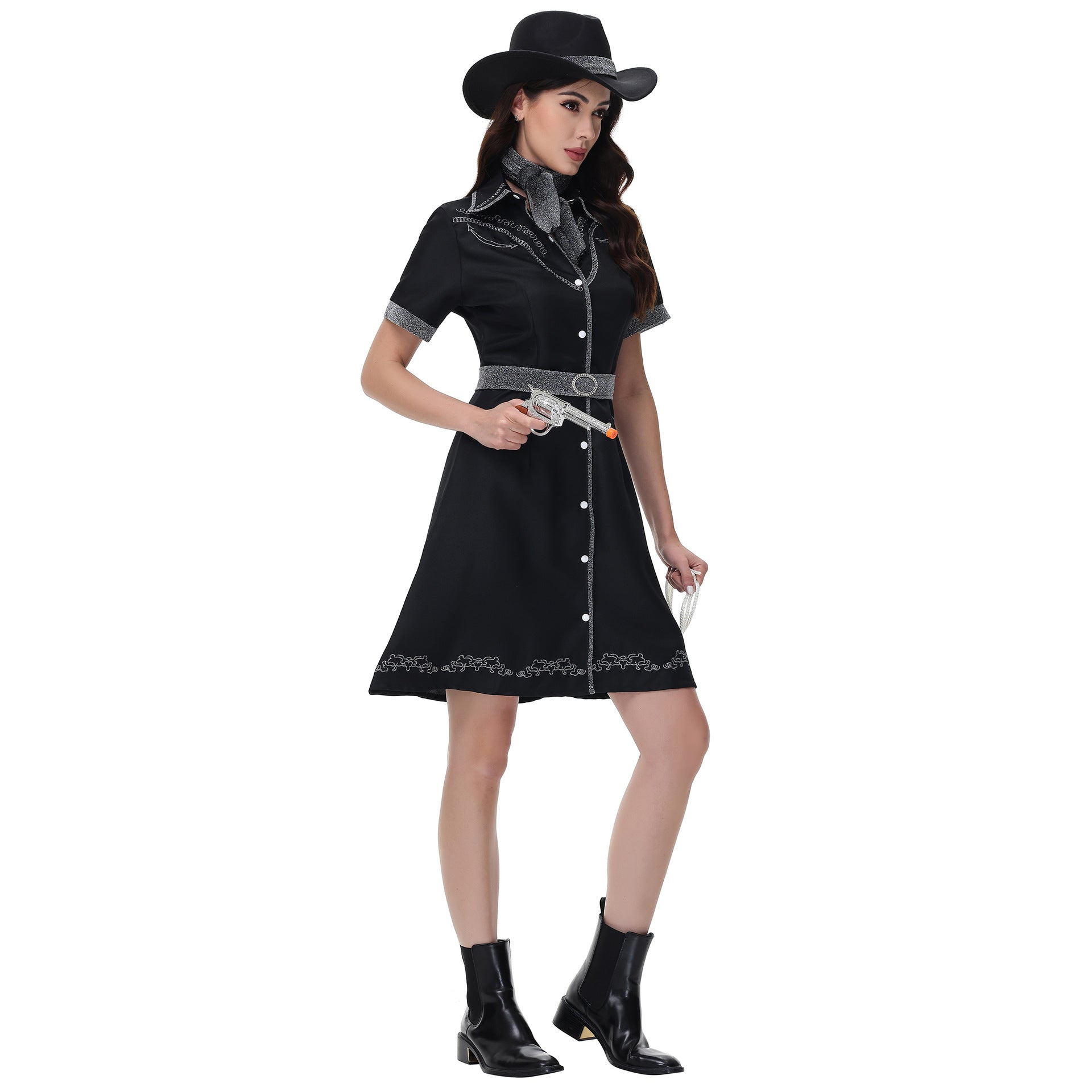 2025 Custom Western Cowboy Costume for Women Halloween Party Cosplay Performance - Halloweez