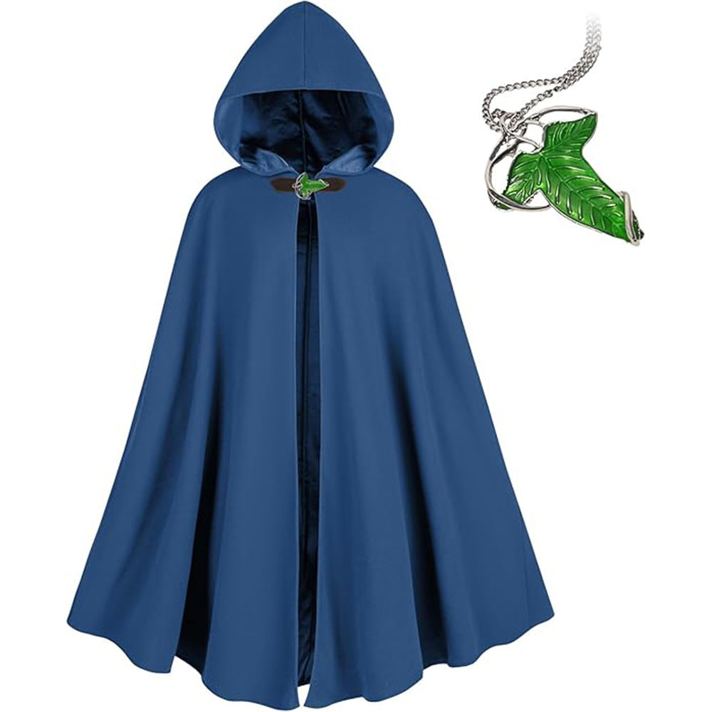 Custom Medieval Cloak with Leaf Necklace Brooch - Performance Costume - Halloweez