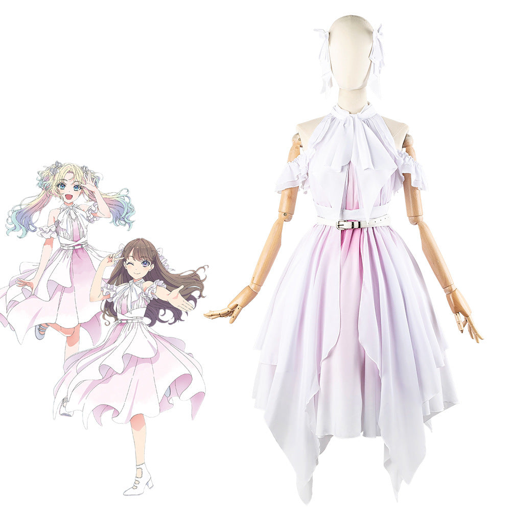 Ren no Sora Oosawa Rurino Fujishima Megumi 2D Cos Anime Gradient Irregular Dress - Halloweez