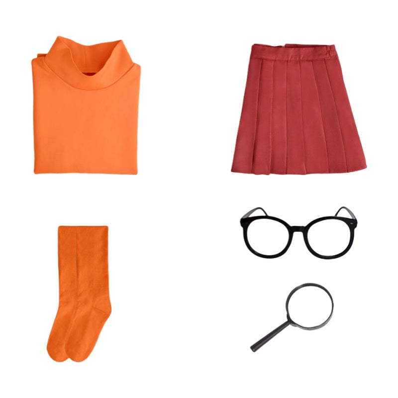 Scooby-Doo Velma Role Play Costume Halloween Cosplay Outfit - Halloweez