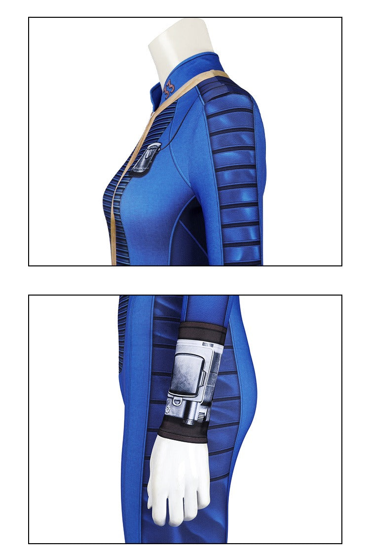 Male Vault Jumpsuit Cosplay from Fallout TV Series, Slim Fit Stretch Bodysuit for Cosplay - Halloweez
