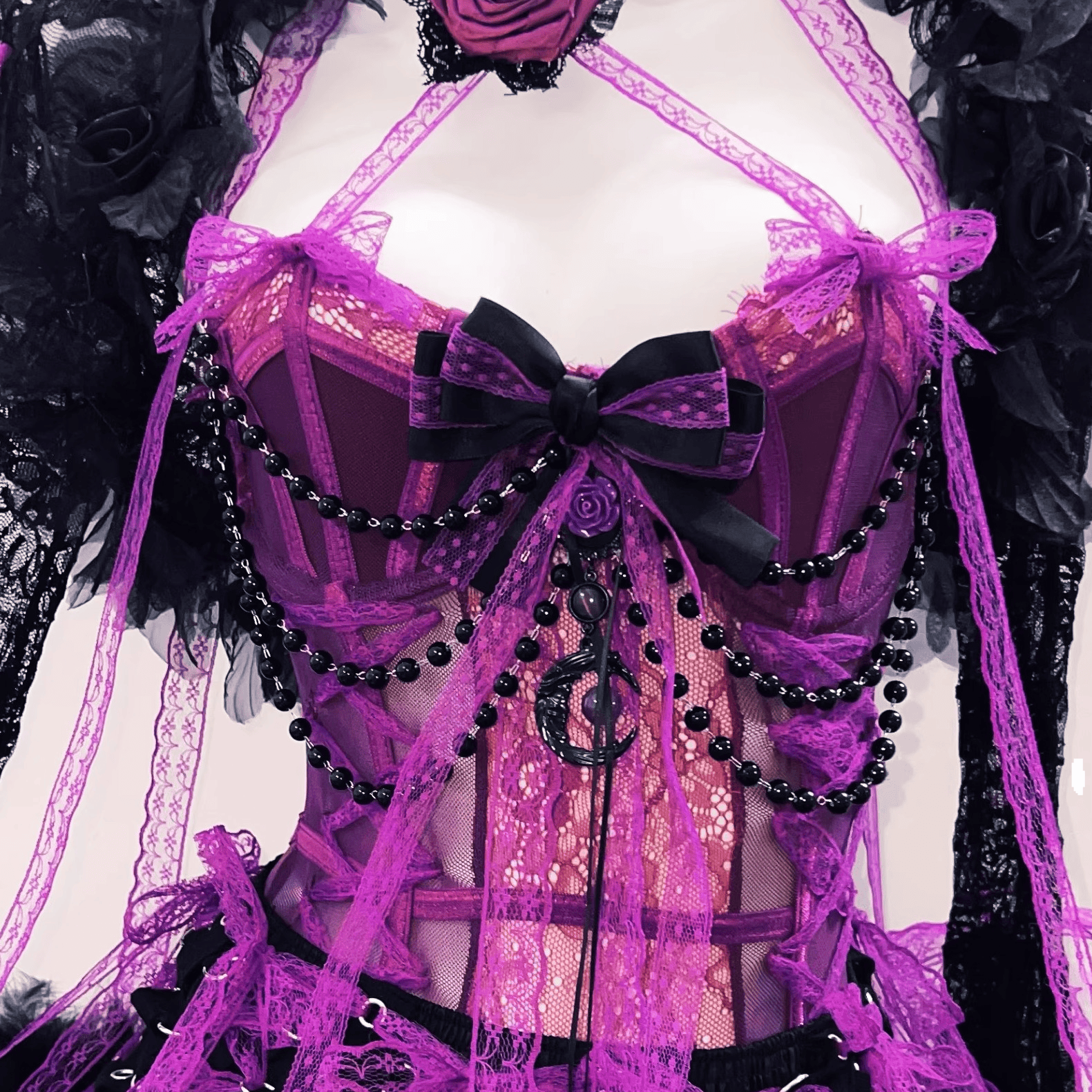 Original Gothic Jumpsuit Vest Elegant Dress Crinoline Puffy Skirt Lolita Black Purple Academy Style Costume - Halloweez