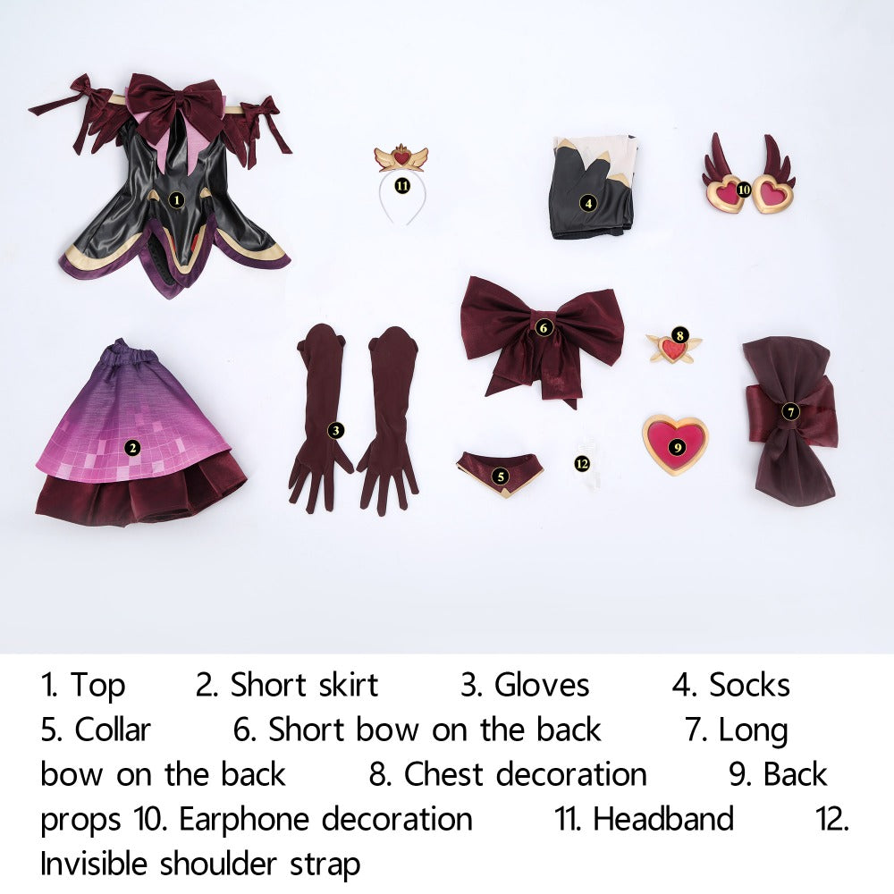 Overwatch Magical Girl Cos Black Red Cute Juno Mythic Skin Cosplay Costume - Halloweez