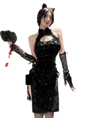 Weisgirl Sexy Hollow-out Cos Chinese-style High-slit Cheongsam Catwoman Uniform - Halloweez